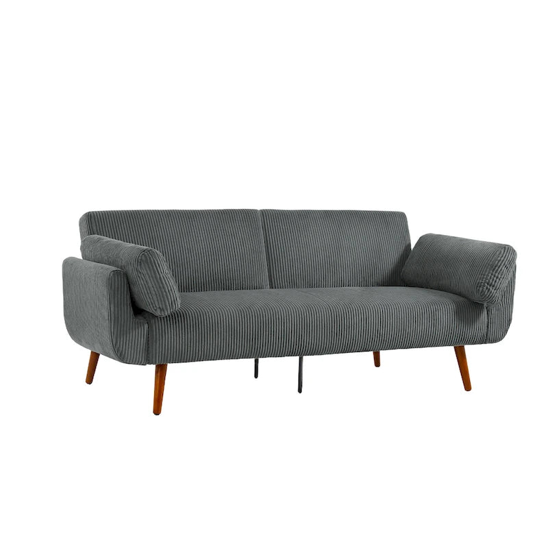Sofá cama convertible de 2 plazas de pana – Verde / Azul marino / Gris / Beige / Caqui