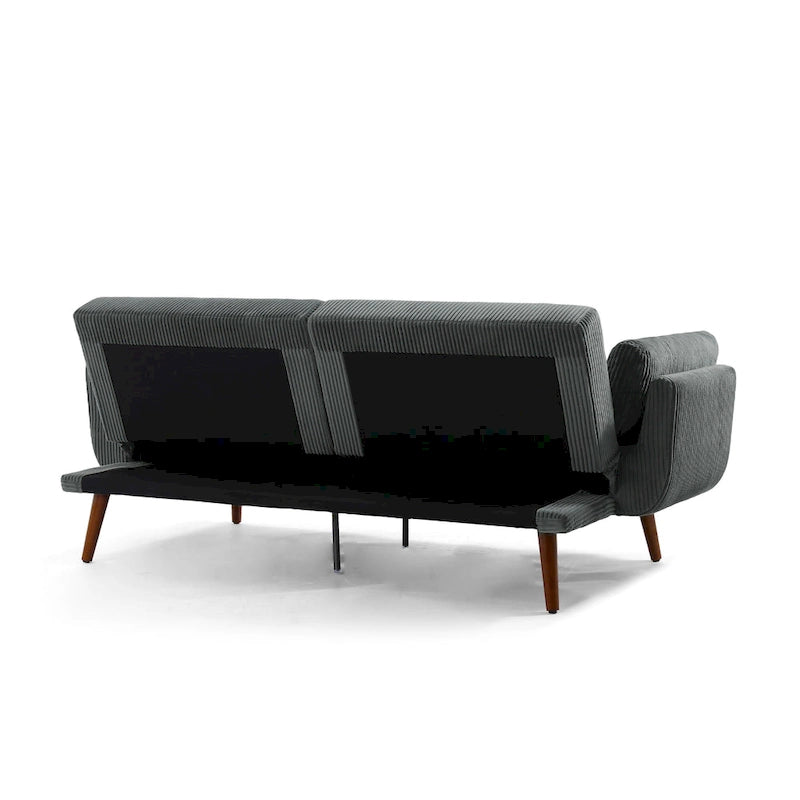Sofá cama convertible de 2 plazas de pana – Verde / Azul marino / Gris / Beige / Caqui