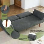 Sofá cama convertible de 2 plazas de pana – Verde / Azul marino / Gris / Beige / Caqui