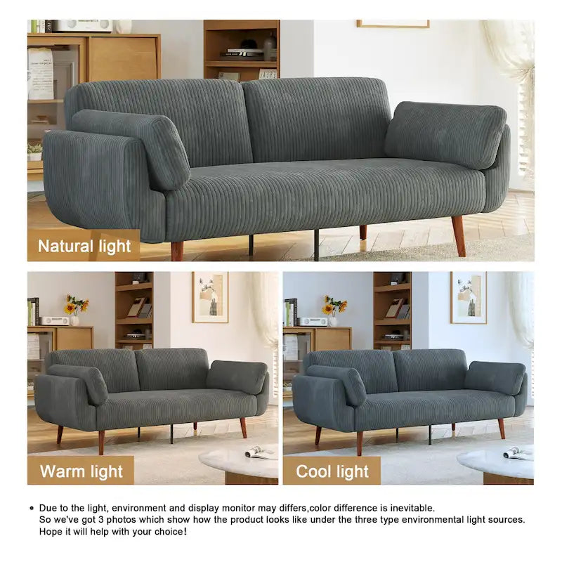 Sofá cama convertible de 2 plazas de pana – Verde / Azul marino / Gris / Beige / Caqui