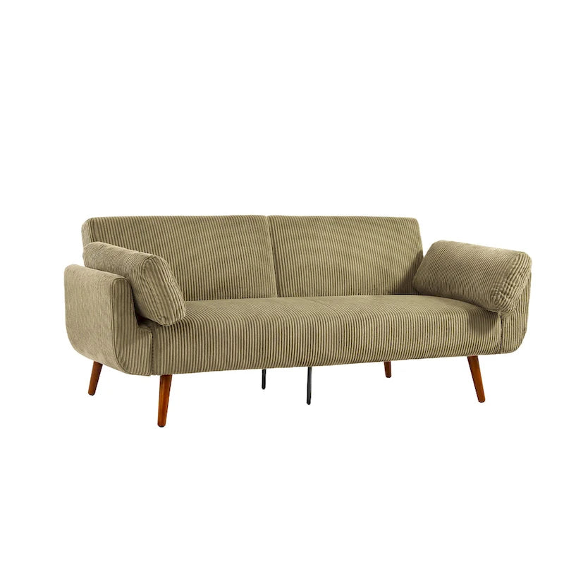 Sofá cama convertible de 2 plazas de pana – Verde / Azul marino / Gris / Beige / Caqui