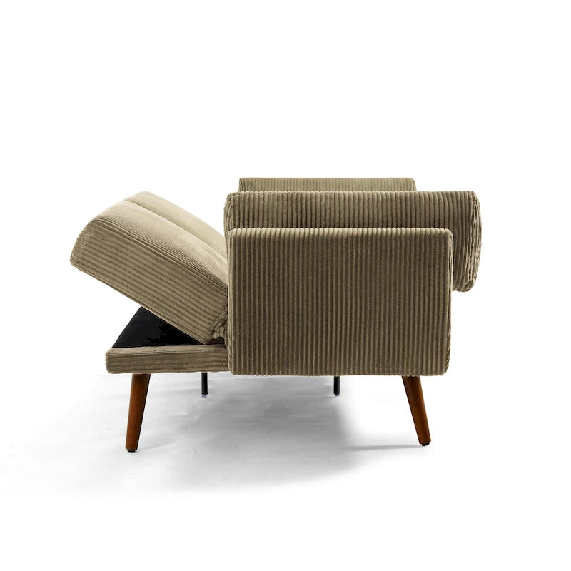 Sofá cama convertible de 2 plazas de pana – Verde / Azul marino / Gris / Beige / Caqui