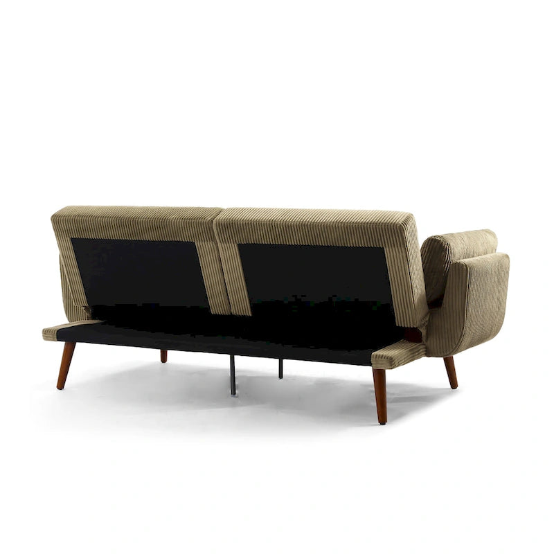 Sofá cama convertible de 2 plazas de pana – Verde / Azul marino / Gris / Beige / Caqui