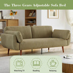 Sofá cama convertible de 2 plazas de pana – Verde / Azul marino / Gris / Beige / Caqui
