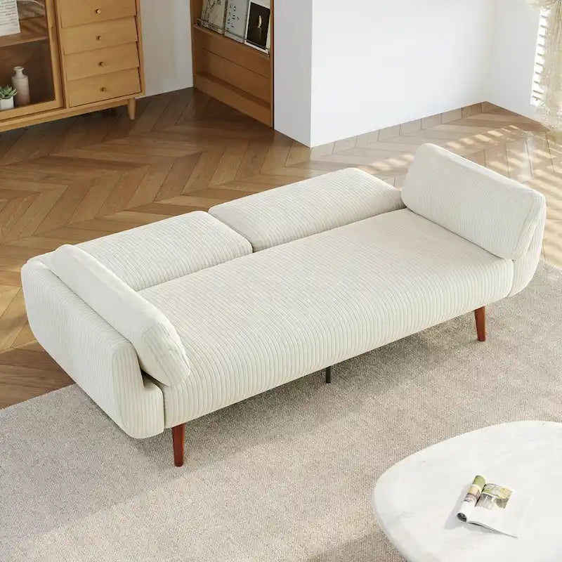 Sofá cama convertible de 2 plazas de pana – Verde / Azul marino / Gris / Beige / Caqui
