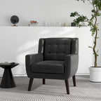 Sillón decorativo de piel sintética tufted negro/marrón/café/crema/verde, individual