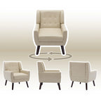 Sillón decorativo de piel sintética tufted negro/marrón/café/crema/verde, individual