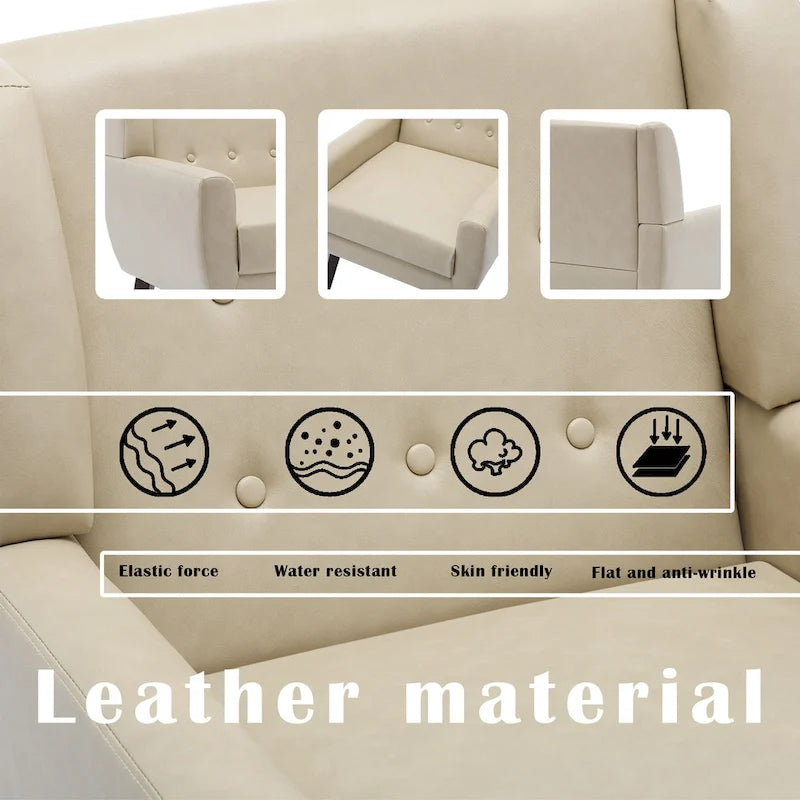 Sillón decorativo de piel sintética tufted negro/marrón/café/crema/verde, individual