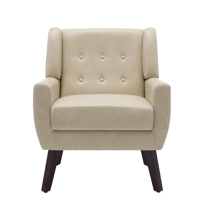 Sillón decorativo de piel sintética tufted negro/marrón/café/crema/verde, individual
