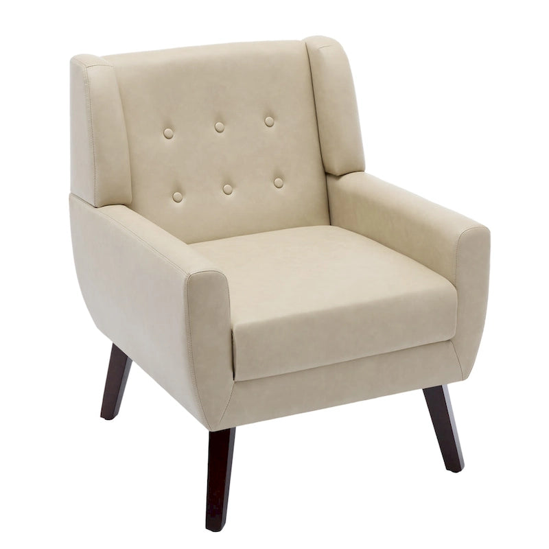 Sillón decorativo de piel sintética tufted negro/marrón/café/crema/verde, individual