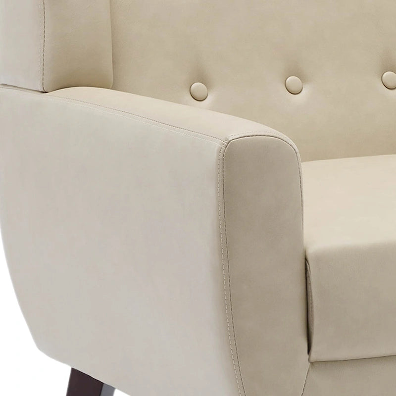 Sillón decorativo de piel sintética tufted negro/marrón/café/crema/verde, individual