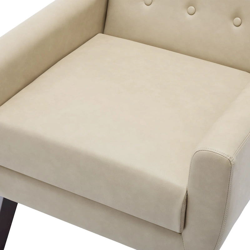 Sillón decorativo de piel sintética tufted negro/marrón/café/crema/verde, individual