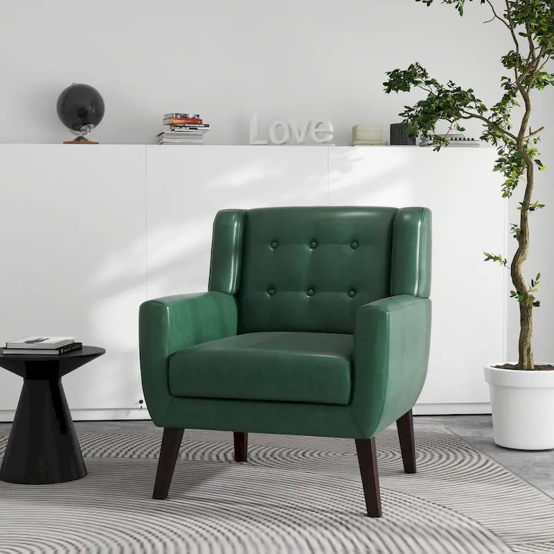 Sillón decorativo de piel sintética tufted negro/marrón/café/crema/verde, individual