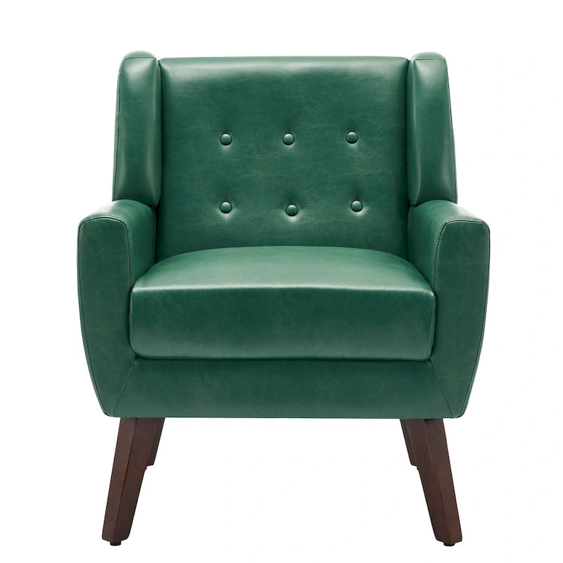 Sillón decorativo de piel sintética tufted negro/marrón/café/crema/verde, individual