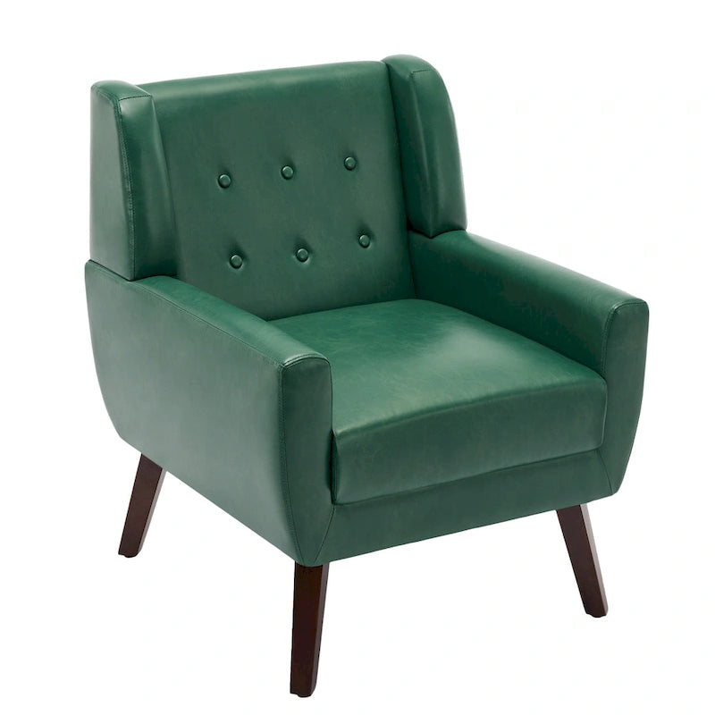 Sillón decorativo de piel sintética tufted negro/marrón/café/crema/verde, individual