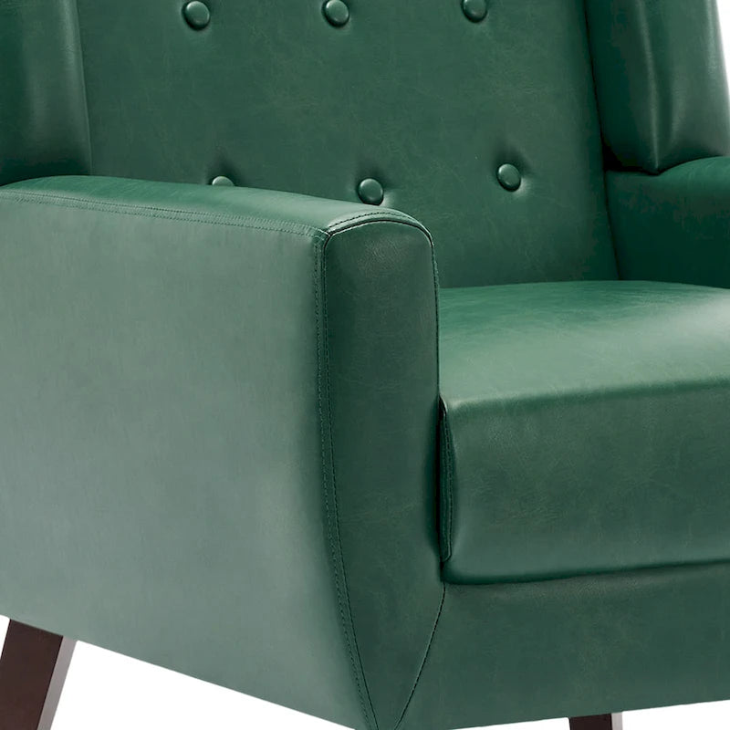 Sillón decorativo de piel sintética tufted negro/marrón/café/crema/verde, individual