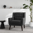 Sillón decorativo de piel sintética tufted negro/marrón/café/crema/verde, individual