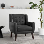 Sillón decorativo de piel sintética tufted negro/marrón/café/crema/verde, individual