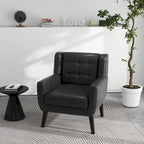 Sillón decorativo de piel sintética tufted negro/marrón/café/crema/verde, individual