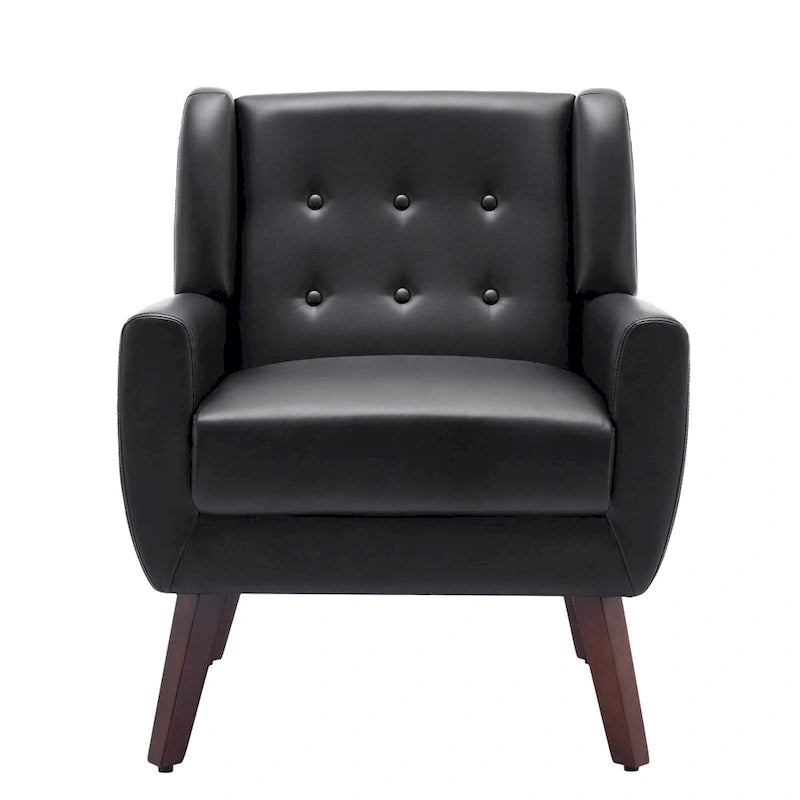 Sillón decorativo de piel sintética tufted negro/marrón/café/crema/verde, individual