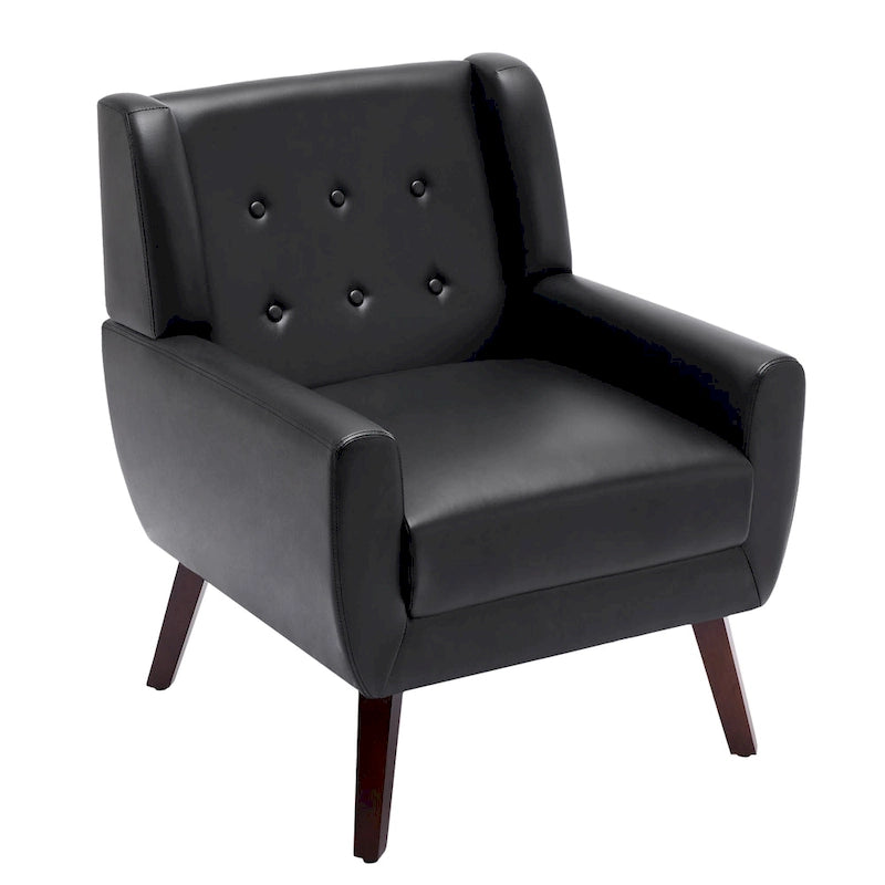 Sillón decorativo de piel sintética tufted negro/marrón/café/crema/verde, individual