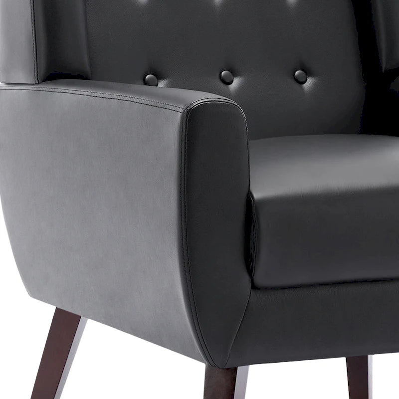 Sillón decorativo de piel sintética tufted negro/marrón/café/crema/verde, individual