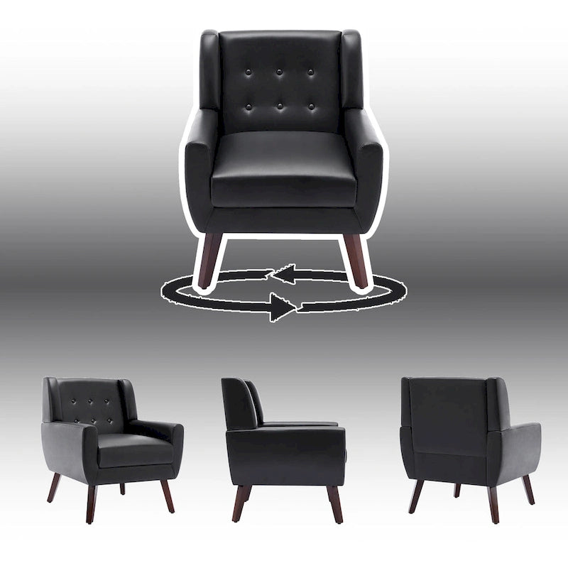 Sillón decorativo de piel sintética tufted negro/marrón/café/crema/verde, individual
