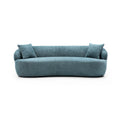 Sofá Bouclé Curvo Gris y Azul Claro, 3 plazas