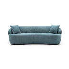 Sofá Bouclé Curvo Gris y Azul Claro, 3 plazas