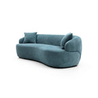 Sofá Bouclé Curvo Gris y Azul Claro, 3 plazas