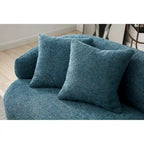 Sofá Bouclé Curvo Gris y Azul Claro, 3 plazas