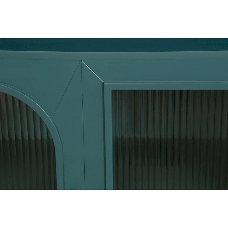 Mueble de TV azul antiguo de 4 puertas con estantes ajustables y gabinete de almacenamiento