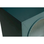 Mueble de TV azul antiguo de 4 puertas con estantes ajustables y gabinete de almacenamiento