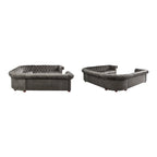 Sofá seccional Chesterfield en forma de U, 11 plazas, Lino / Terciopelo