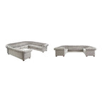 Sofá seccional Chesterfield en forma de U, 11 plazas, Lino / Terciopelo