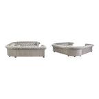 Sofá seccional Chesterfield en forma de U, 11 plazas, Lino / Terciopelo