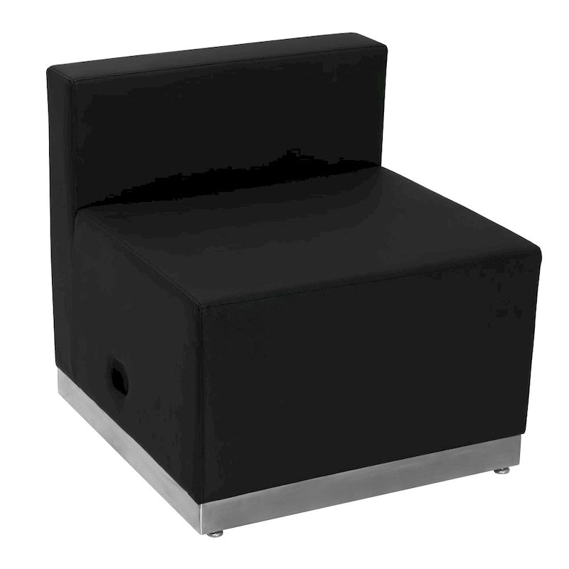 Sillón modular sin brazos de polipiel blanco y negro, 1 o 3 plazas