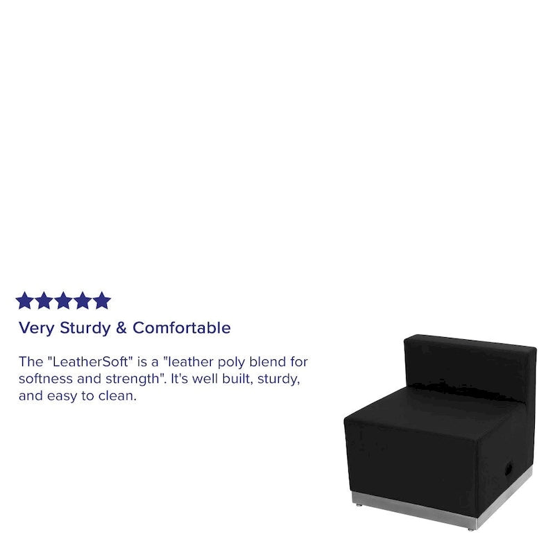 Sillón modular sin brazos de polipiel blanco y negro, 1 o 3 plazas