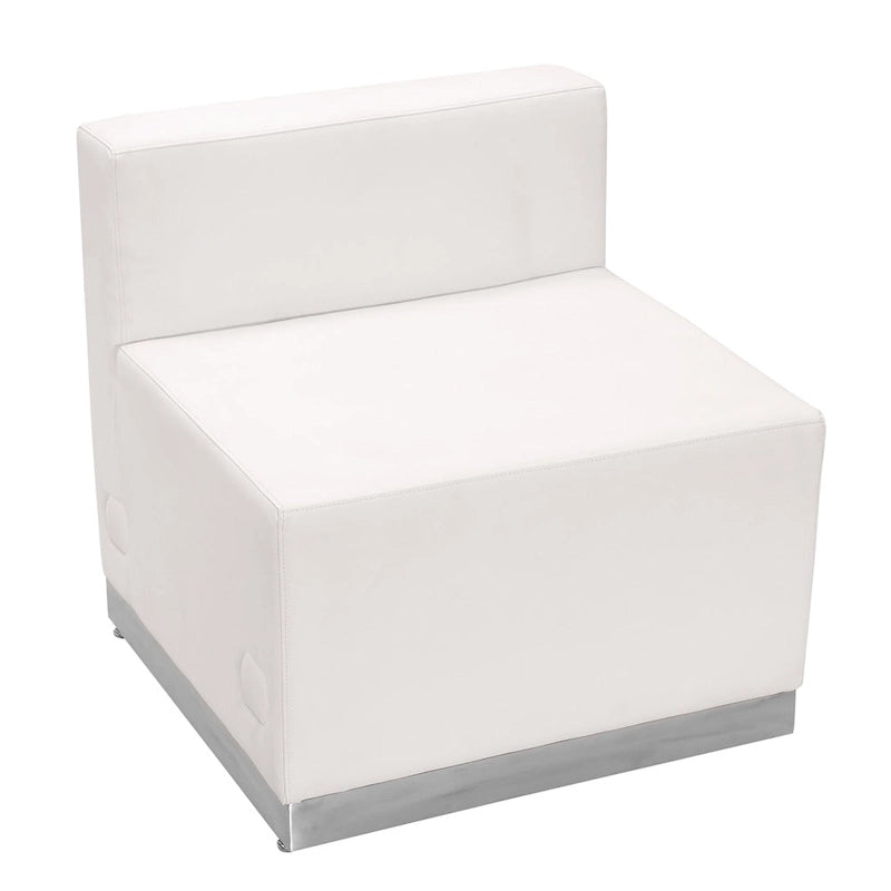 Sillón modular sin brazos de polipiel blanco y negro, 1 o 3 plazas