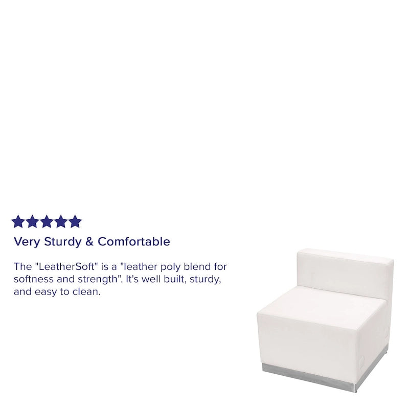 Sillón modular sin brazos de polipiel blanco y negro, 1 o 3 plazas