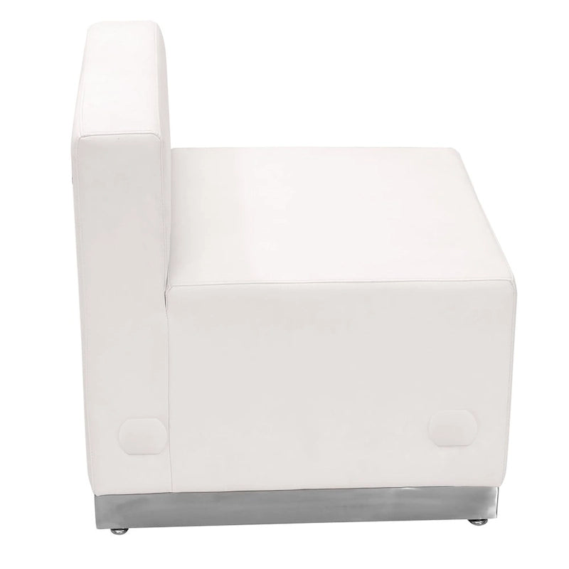 Sillón modular sin brazos de polipiel blanco y negro, 1 o 3 plazas