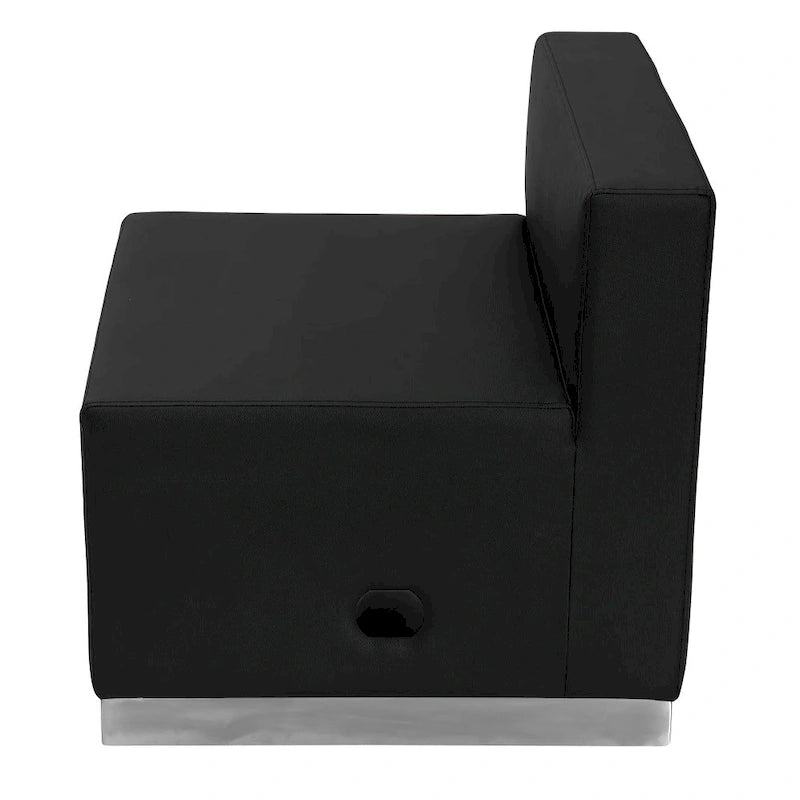 Sillón modular sin brazos de polipiel blanco y negro, 1 o 3 plazas