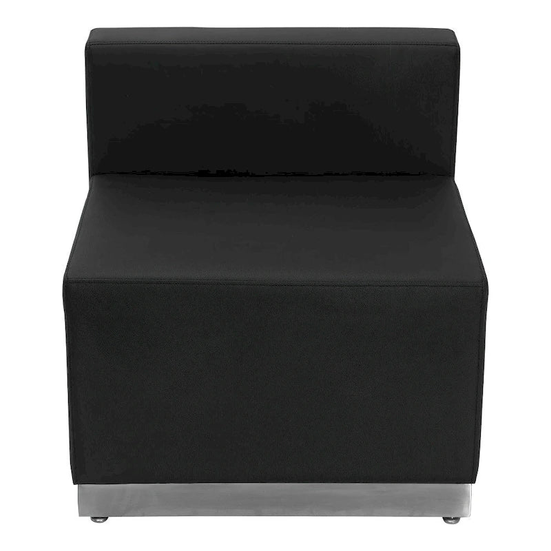 Sillón modular sin brazos de polipiel blanco y negro, 1 o 3 plazas
