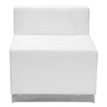 Juego de sofás modulares de recepción de cuero sintético (LeatherSoft) blanco/negro, en forma de L, 5 plazas
