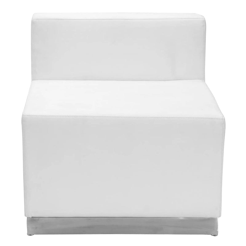 Juego de sofás modulares de recepción de cuero sintético (LeatherSoft) blanco/negro, en forma de L, 5 plazas