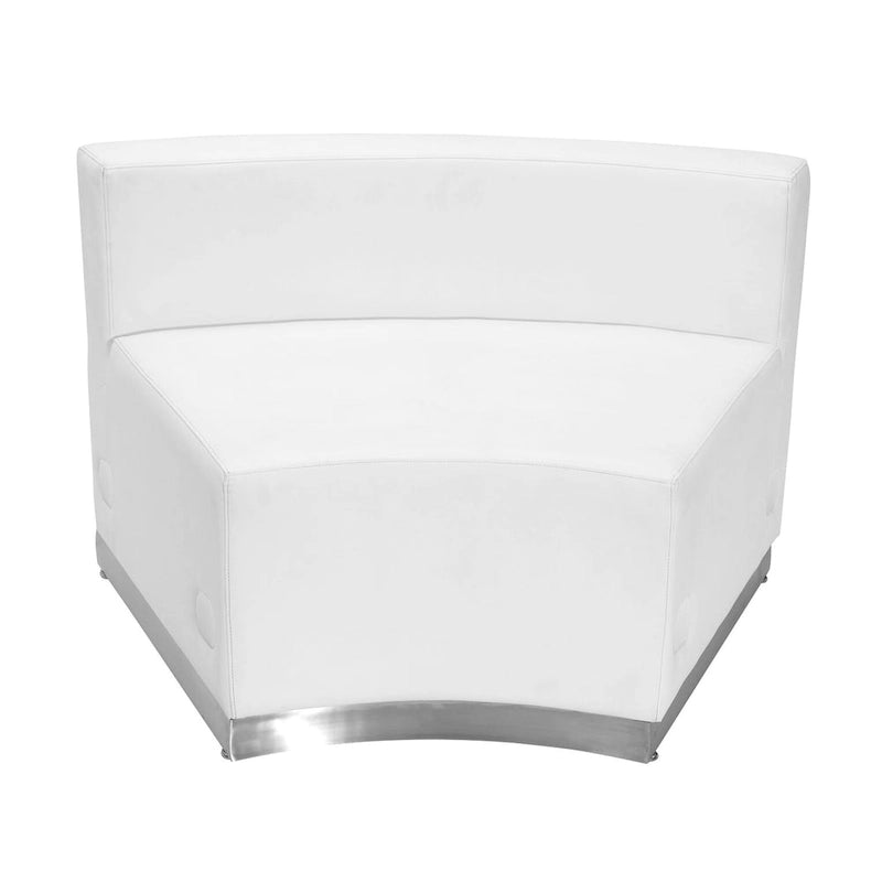Juego de sofás modulares de recepción de cuero sintético (LeatherSoft) blanco/negro, en forma de L, 5 plazas