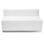 Juego de sofás modulares de recepción de cuero sintético (LeatherSoft) blanco/negro, en forma de L, 5 plazas