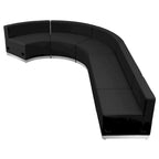 Juego de sofás modulares de recepción de cuero sintético (LeatherSoft) blanco/negro, en forma de L, 5 plazas