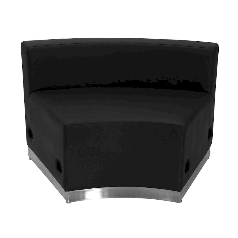 Juego de sofás modulares de recepción de cuero sintético (LeatherSoft) blanco/negro, en forma de L, 5 plazas
