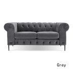 Diván tapizado con capitoné de terciopelo azul francés / gris / azul marino / verde azulado, 2 plazas